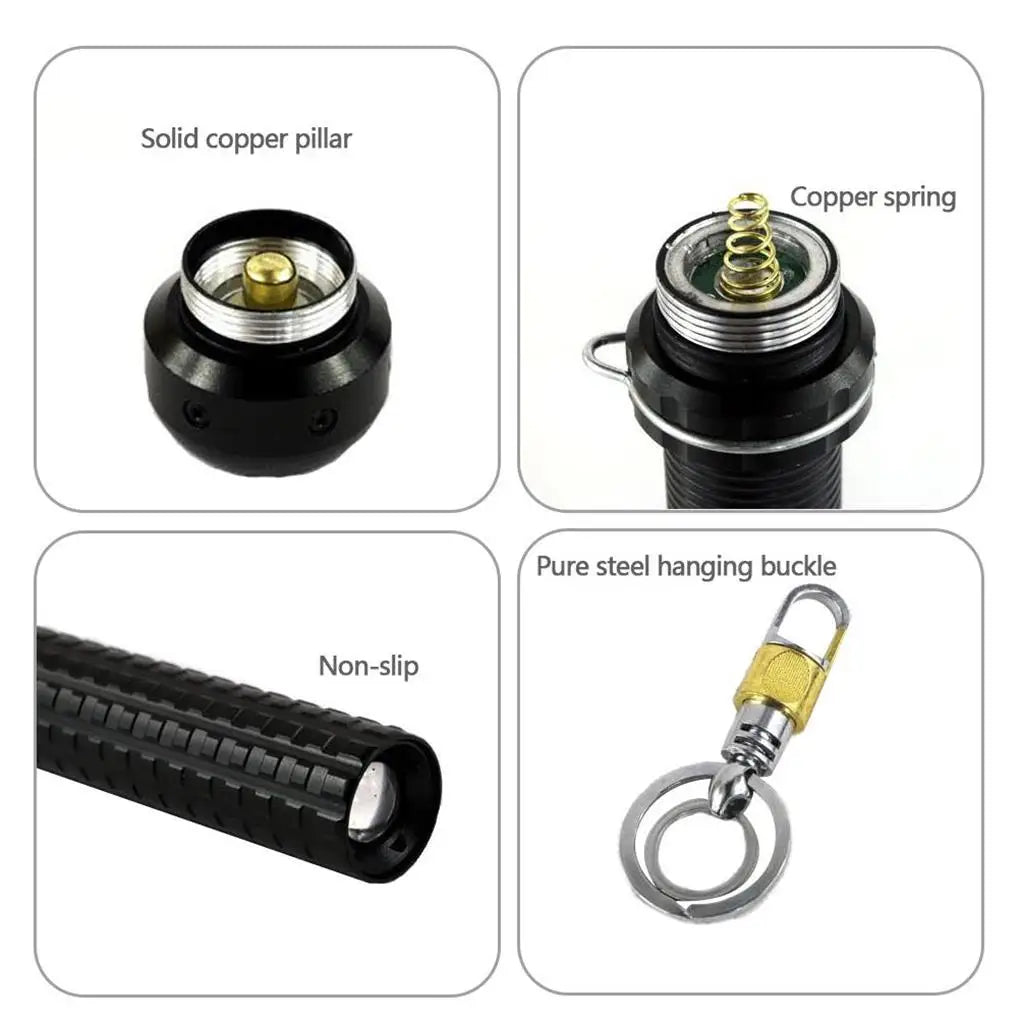 LED Flashlight Outdoor Rainproof Light Wear-resistant Aluminum Alloy 3 Modes Protective Stick Adjustable Flashlights